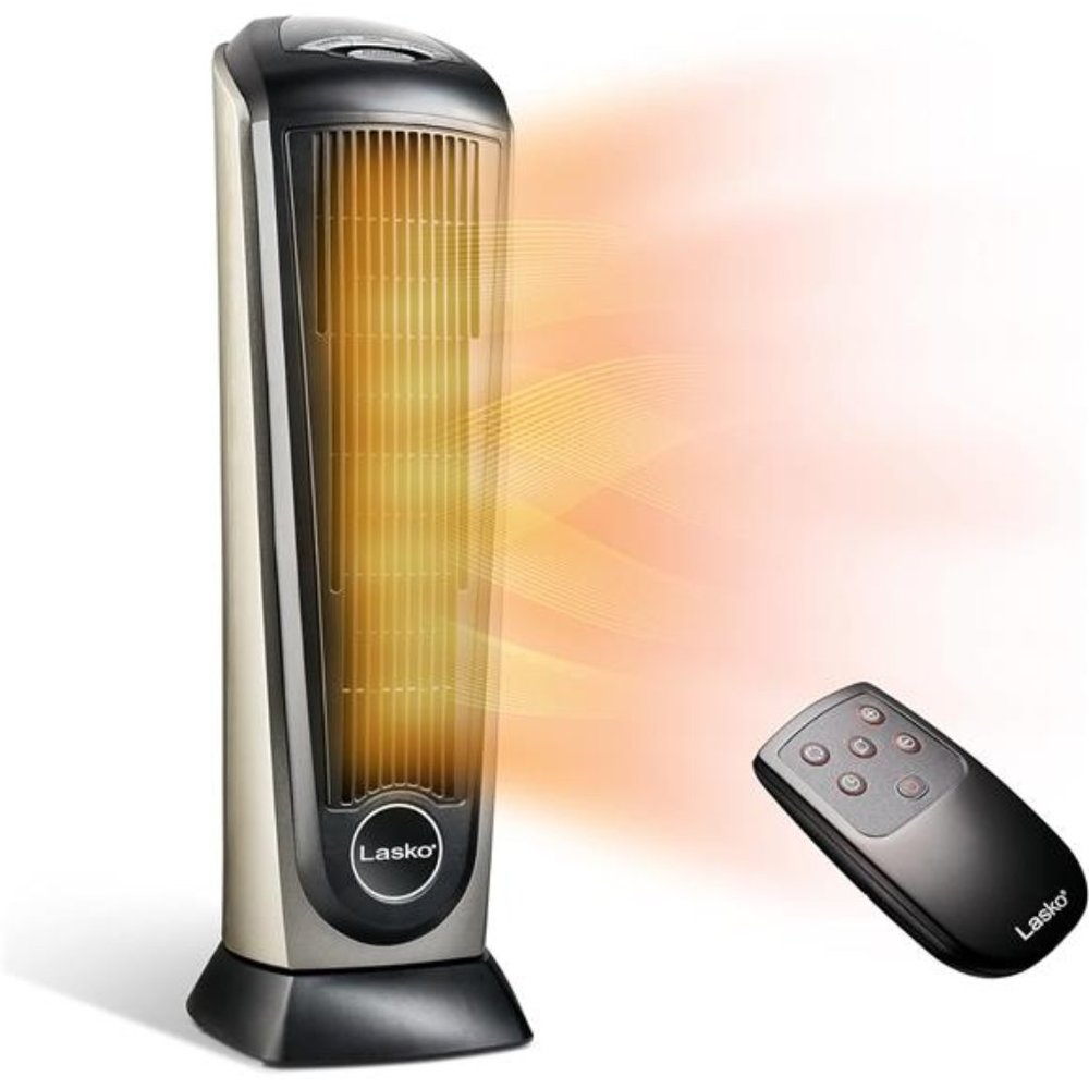 Oscillating Ceramic Tower Space Heater with Adjustable Thermostat, 22.5"